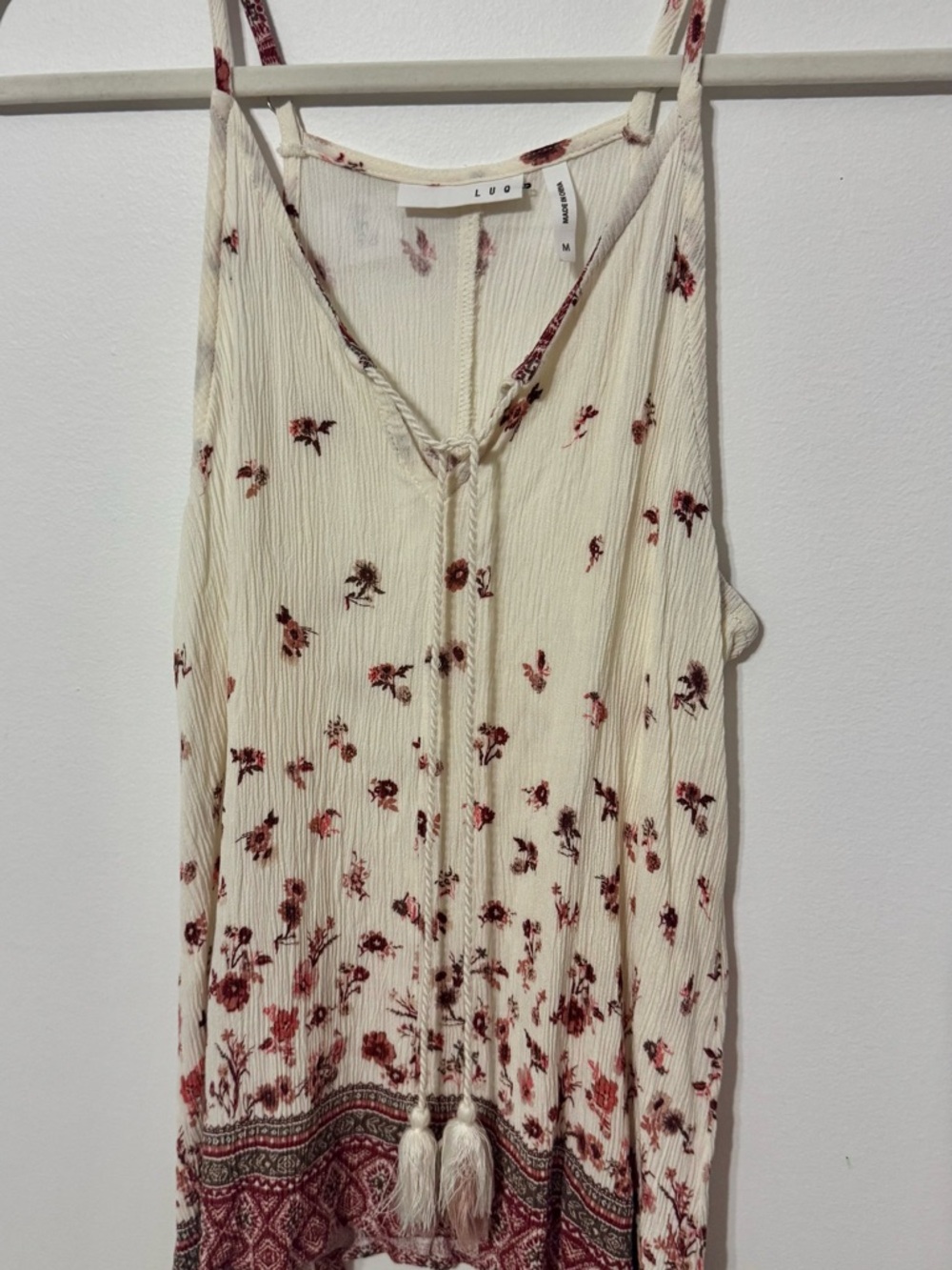 Cream Floral Tassel Cami $12